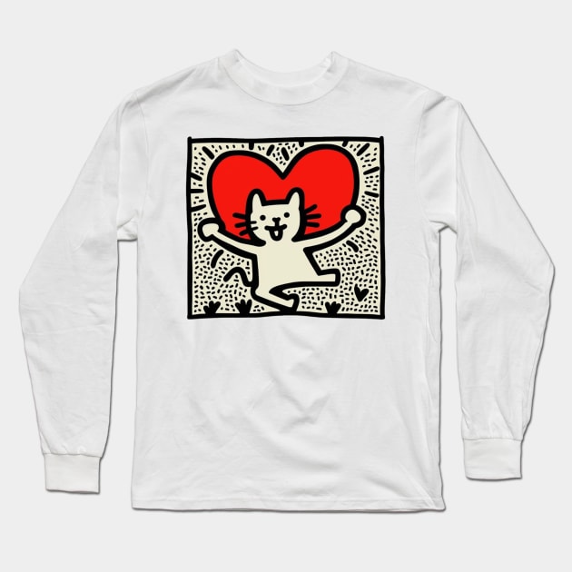 Funny Keith Haring, cats lover Long Sleeve T-Shirt by Art ucef